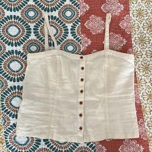 Cream Everlane Linen Top
